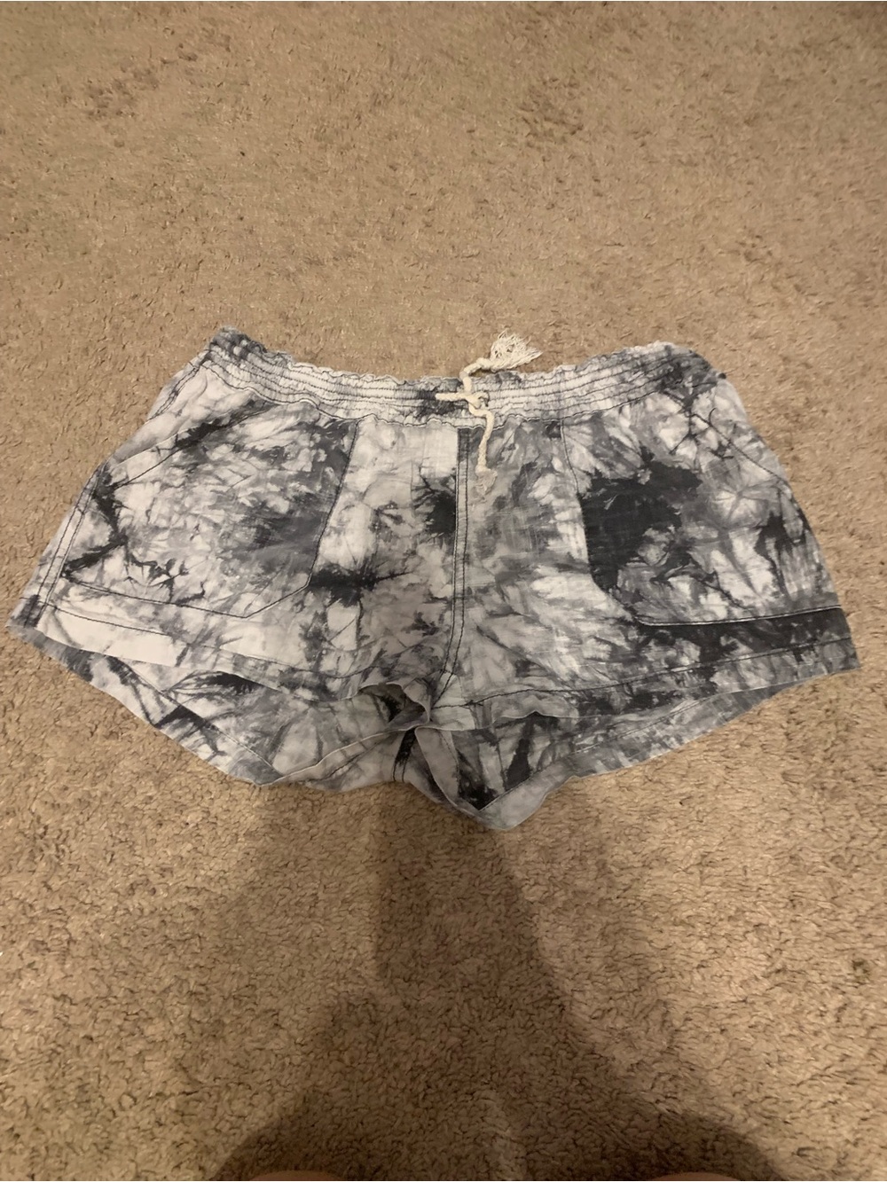 Forever 21 Black & White Tie-Dye Athletic Shorts